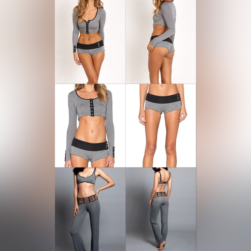 Beach bunny love haus barely there cage 4pc bra long sleeve crop, shorts & pants - Picture 1 of 13